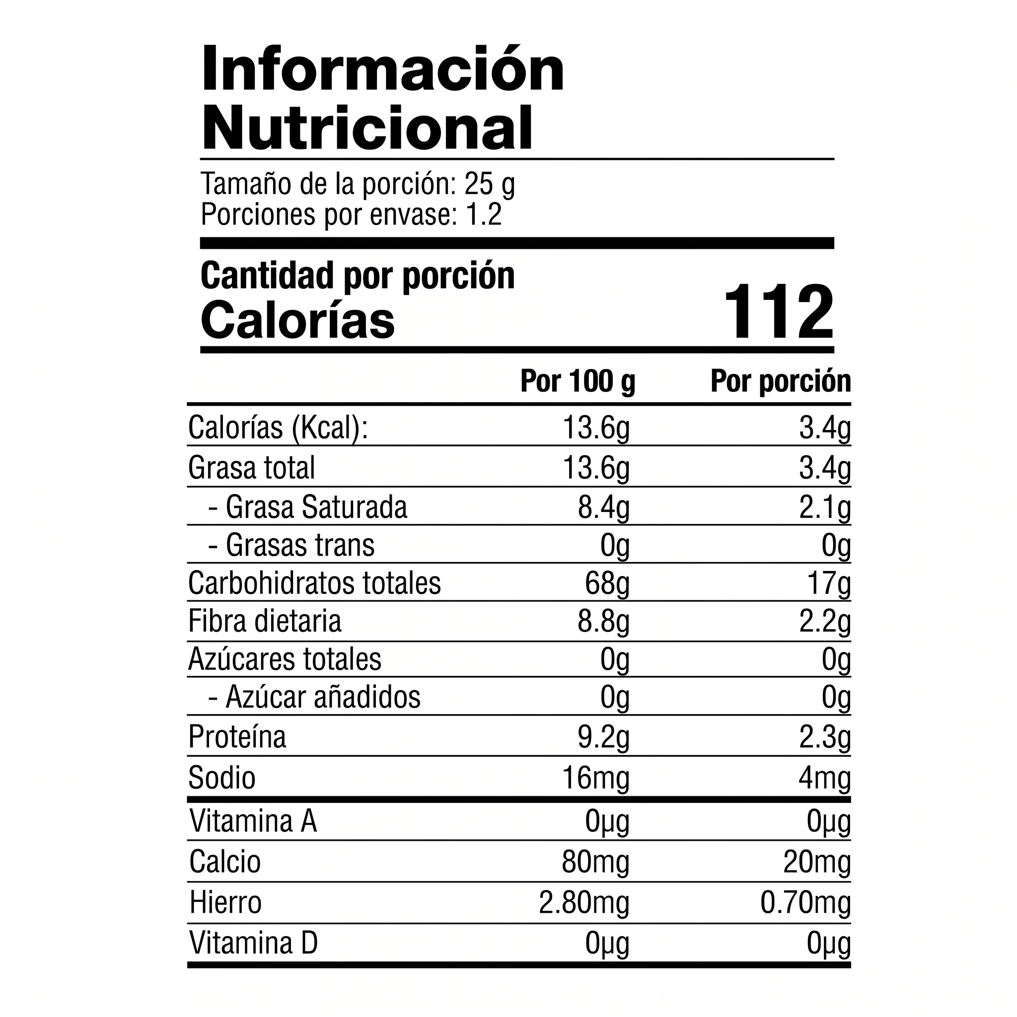ES Chocolate Oscuro Información Nutricional